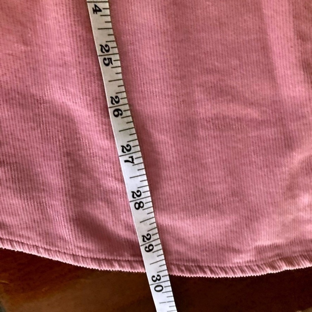 Woman Within L Pink Corduroy Button Down Shirt Pleated Bib Roll Tab Sleeve - Picture 10 of 14